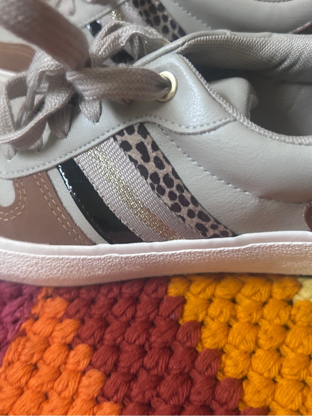 Dr. Scholl's Beige Taupe Snake-Accent Lace-Up Sneakers - Picture 5 of 5